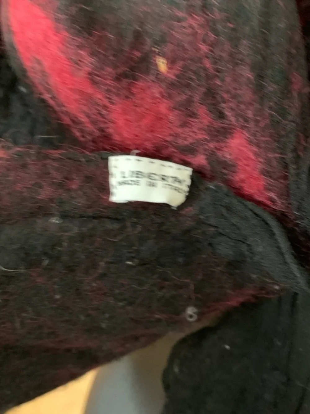 Black and Red Liberty made in Italy scarf silk wool Sheer Felted